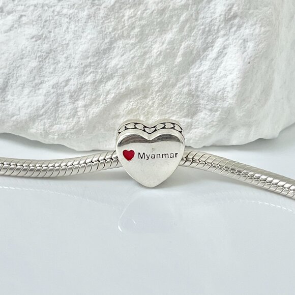 Pandora Myanmar S925 Silver Heart Bead Charm - Picture 4 of 4